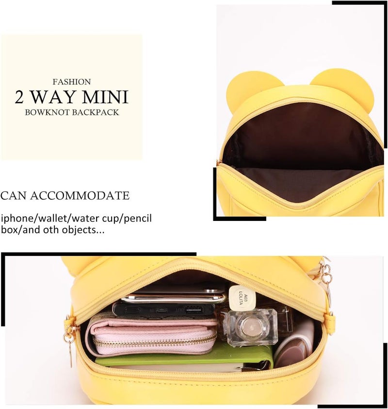 KL928 Girls Mini Backpack Bowknot Polka Dot Cute Small Daypacks Convertible Shoulder Bag Purse for Women - Image 3